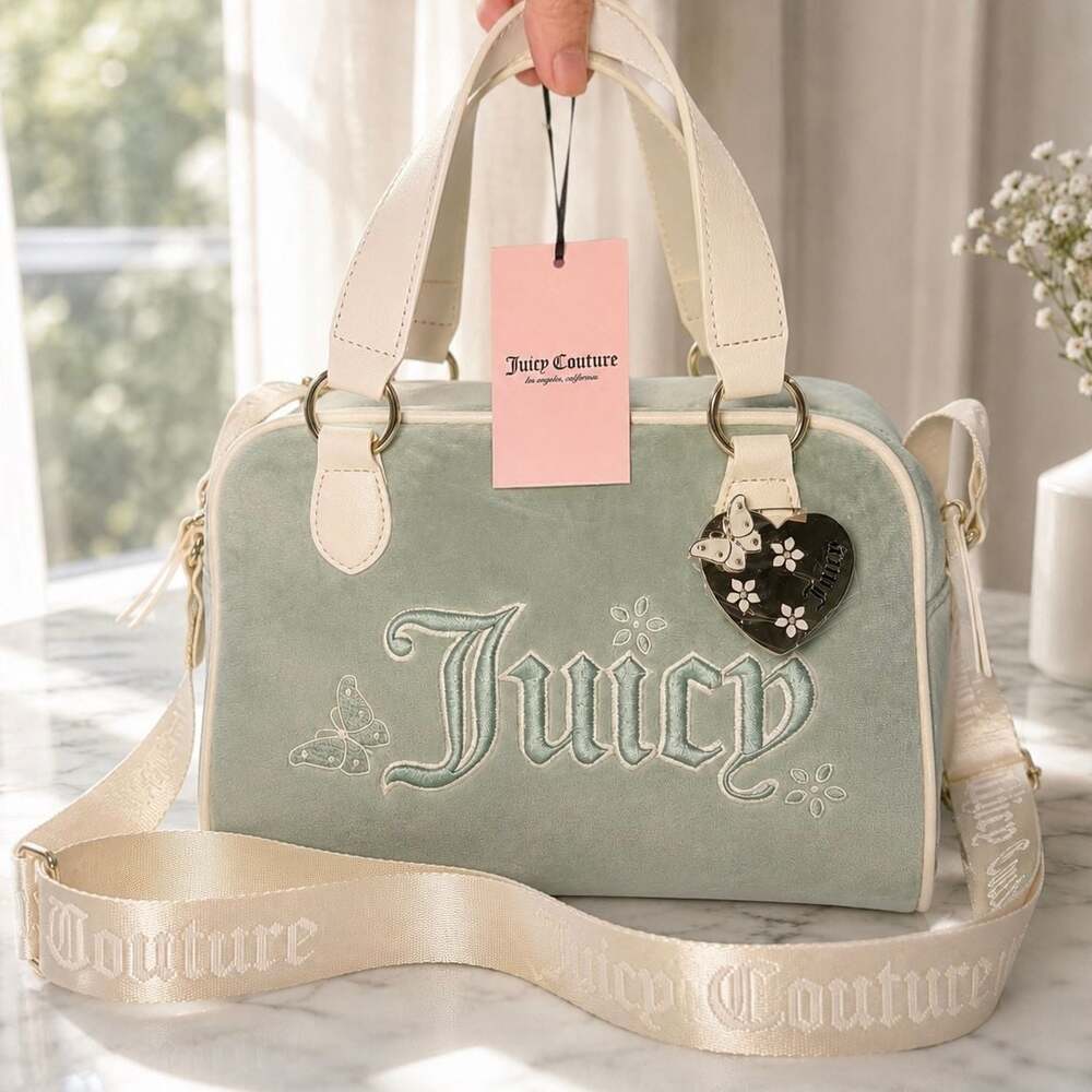 Juicy Couture In The Sky Velour Crossbody Bowler Frosty Green Os 885919808585